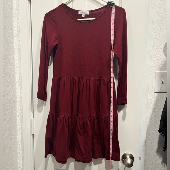 Maroon Girl Long Sleeve Dress Size 10-11 Year Old - Picture 3 of 6